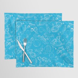 Turquoise and White Toys Outline Pattern Placemat
