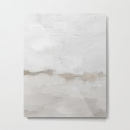 Sands of Time III - Neutral White Beige Gray Sandy Beach Ocean Gray Cloud Abstract Nature Painting Metal Print | Watercolor, Nature, Oil, Ocean, Clouds, Sky, Sea, Lightgrey, Seascape, Coast 