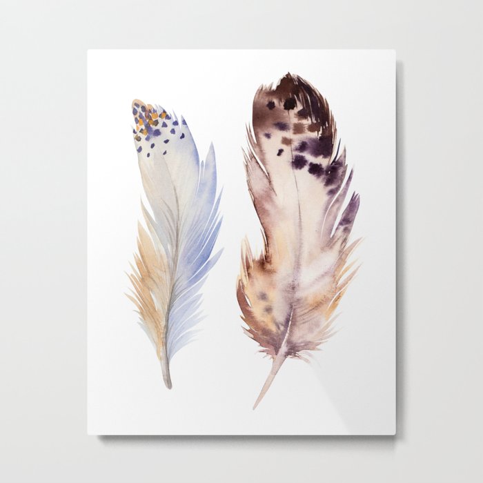 neutral feathers Metal Print