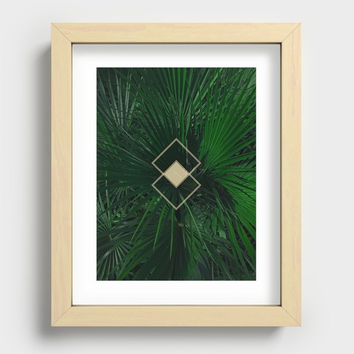 Green Geometry (without frame) Recessed Framed Print