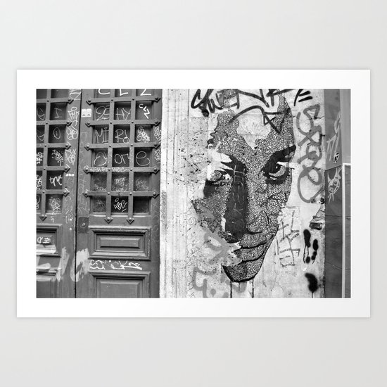 Paris, somewhere on a wall Art Print
