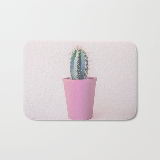 Single Cactus Pot in soft pastel Colors Bath Mat