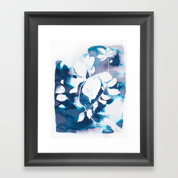 Indigo Blue Botanical Framed Art Print