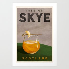 Isle of Skye, Scotland Vintage Travel Cocktail Art Print