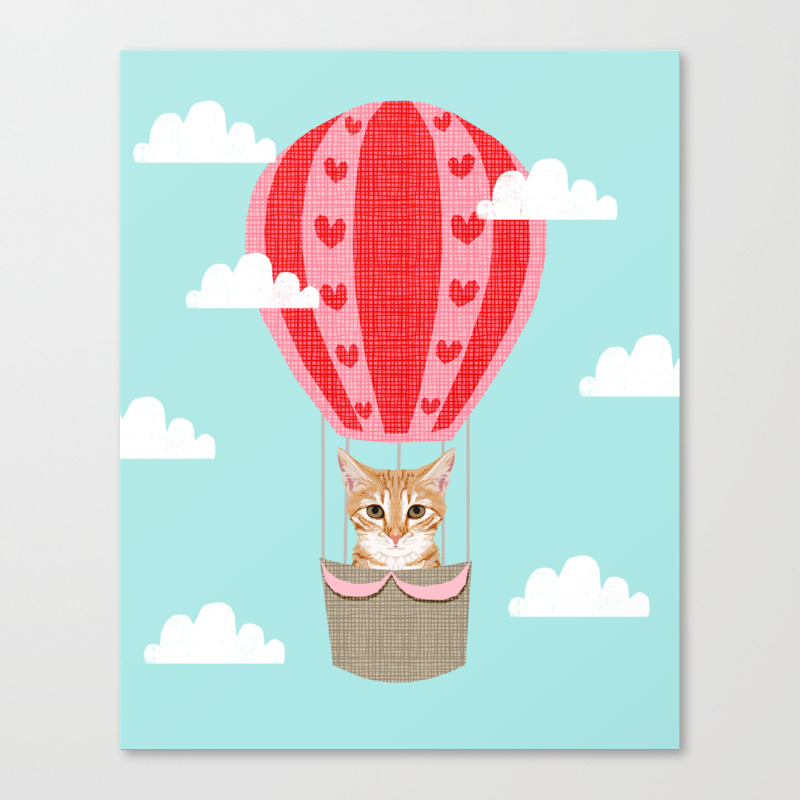 Orange Tabby Cat Breed Hot Air Balloon Cat Art Canvas Print By