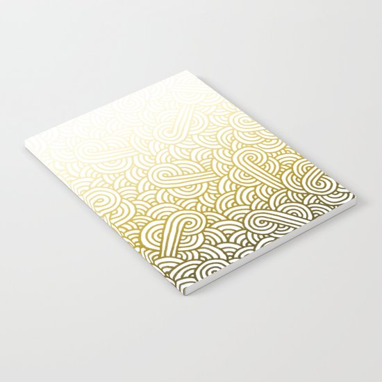 Gradient yellow and white swirls doodles Notebook
