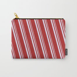 [ Thumbnail: Lavender & Red Colored Lines Pattern Carry-All Pouch ]