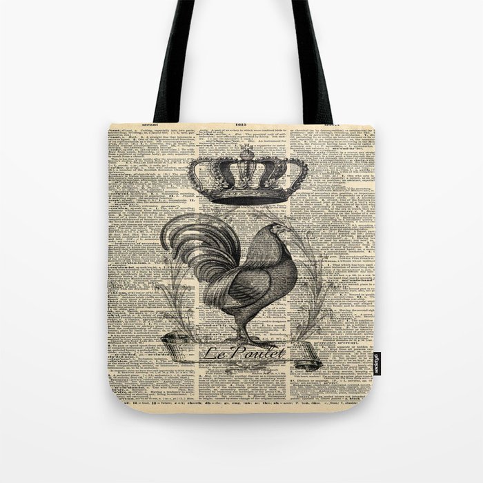 western country french chicken kitchen art farmhouse rooster Tote Bag