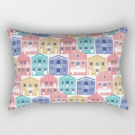 Colourful Portuguese houses // white background rob roy yellow mandy red electric blue and peacock teal Costa Nova inspired houses Rectangular Pillow