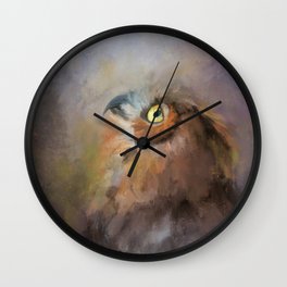 I Wonder Wall Clock | Nature, Owlart, Greathornedowl, Expressiveowl, Jaiart, Painting, Colorful, Bird, Owl, Wildlife 