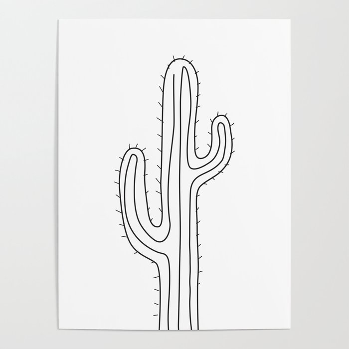 Abstract cactus one line drawing Poster