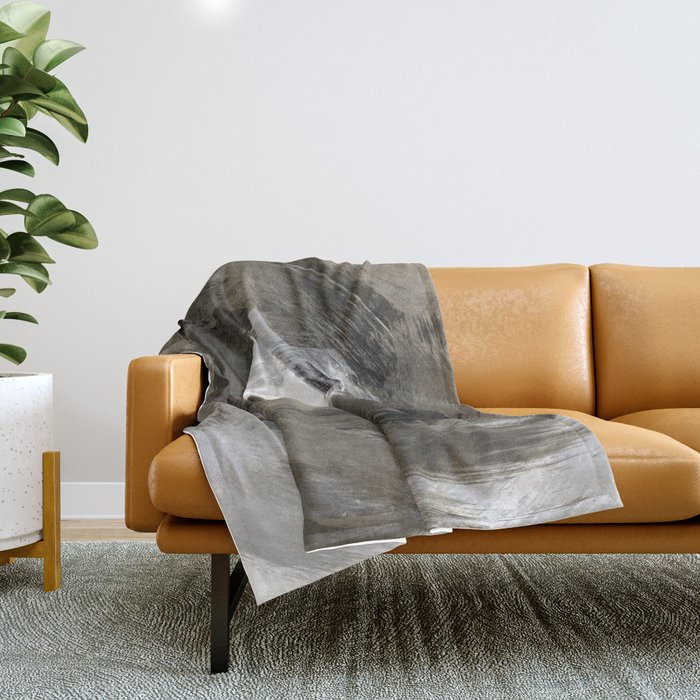 Beige and Grey Modern Abstract Brushstroke Painting Vortex Throw Blanket
