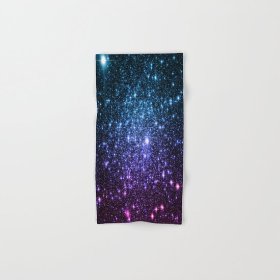 Galaxy Stars : Teal Violet Pink Ombre Hand & Bath Towel