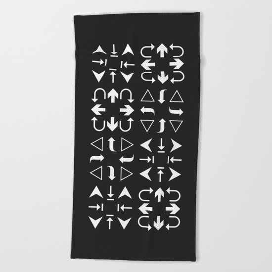 Arrows black and white Beach Towel