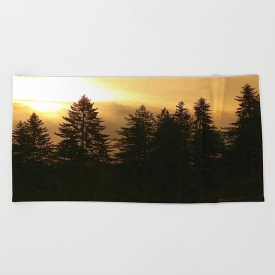 Forest At Morning Beach Towel