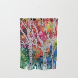 "Rainbow Birch Trees" Wall Hanging