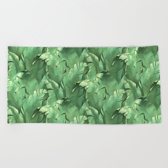 Banana leaves V Beach Towel