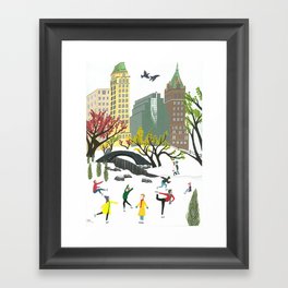Skating in Central Park Framed Art Print