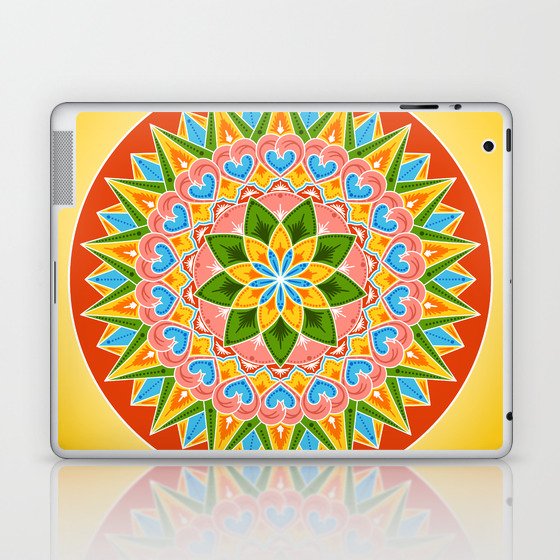 Costa Rica Folk Pattern – Decorated painting wheel of coffee ox cart Laptop & iPad Skin