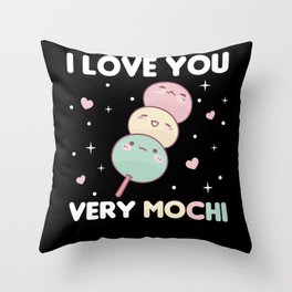 I Love You Very Mochi - Kawaii Mochi Ice Cream Throw Pillow