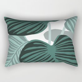 Tropical leaves in dark and sage green Rectangular Pillow
