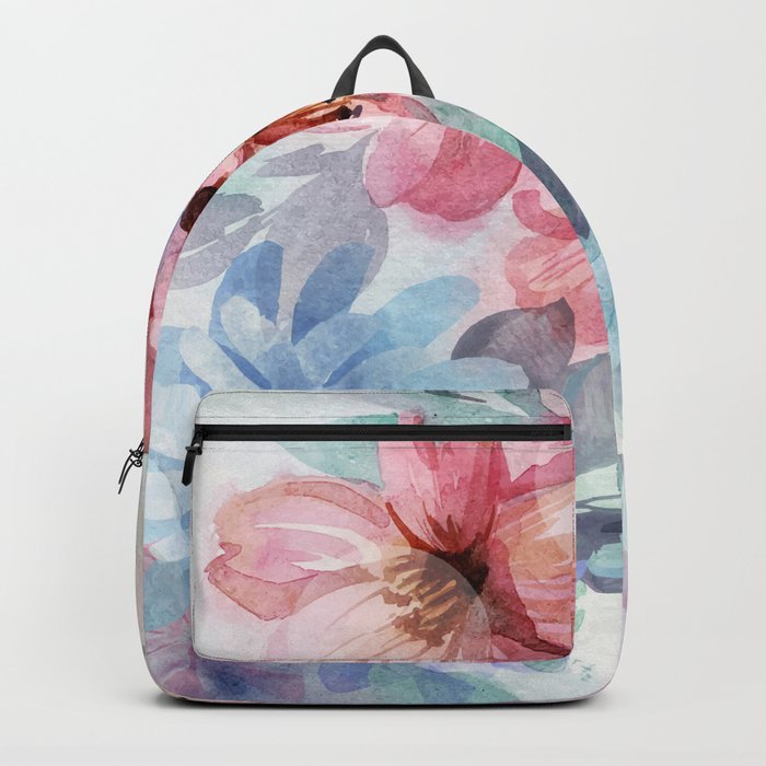 Watercolor Spring Flowers Background Backpack