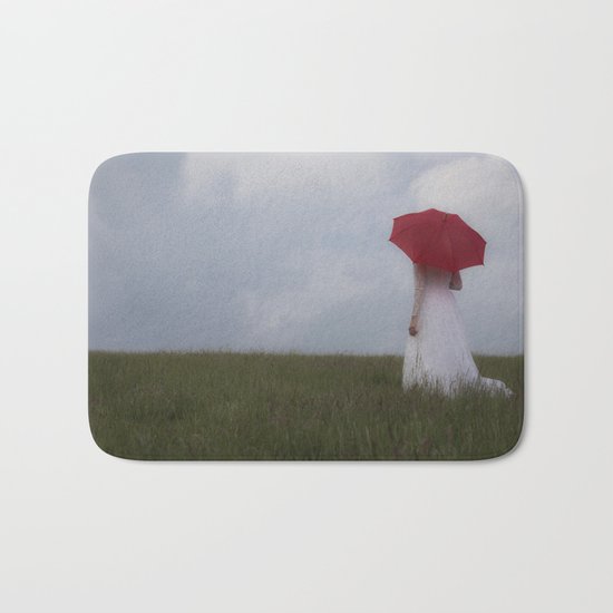Red and White Bath Mat