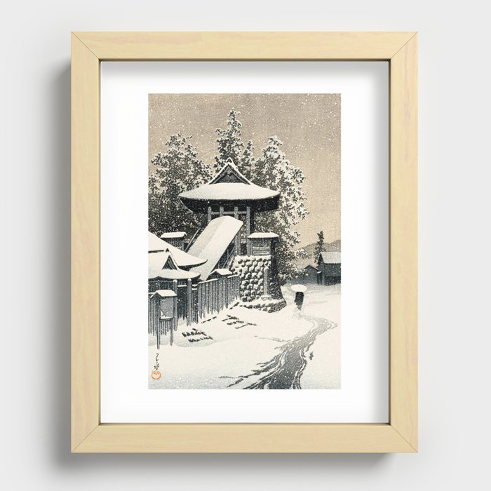 Temple in Snow Tsuchiya Koitsu Recessed Framed Print