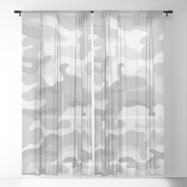 Camouflage Grey And White Sheer Curtain