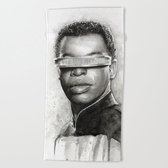 Geordi La Forge Star Trek Art Beach Towel