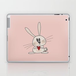 Cute pink rabbit holding heart Laptop Skin