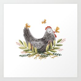 Meditating Chicken Art Print