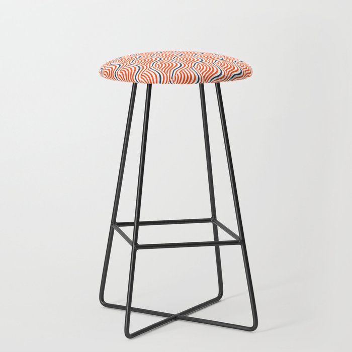 Striped Shells Red and Blue Pattern Bar Stool