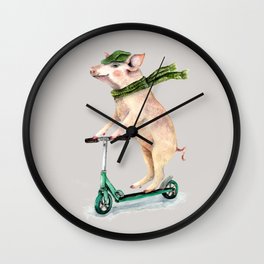 Piggy on a scooter Wall Clock