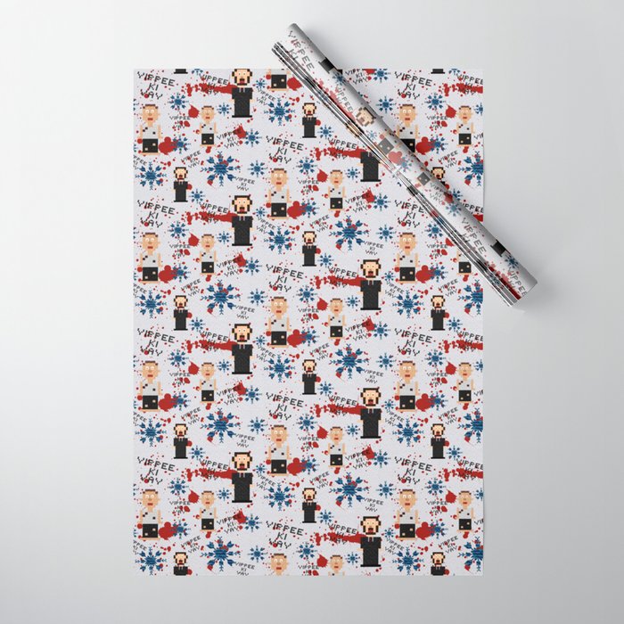 A Die Hard Christmas Cross Stitch Pattern Wrapping Paper by katdoesartstuff
