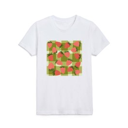 Strawberries and Gingham  Kids T Shirt