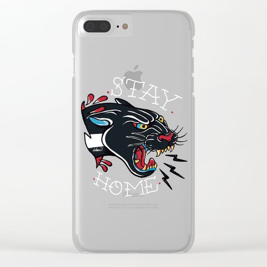 Stay Home Panther Tattoo Clear iPhone Case