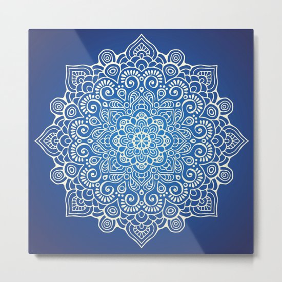 Mandala dark blue Metal Print