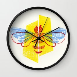 Be Safe - Save Bees linocut Wall Clock