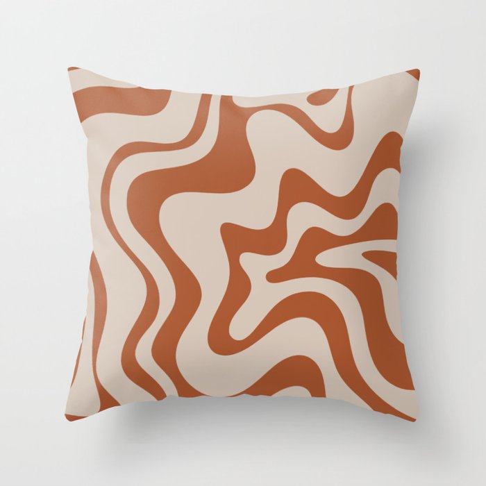 Liquid Swirl Abstract Pattern in Clay and Putty Throw Pillow