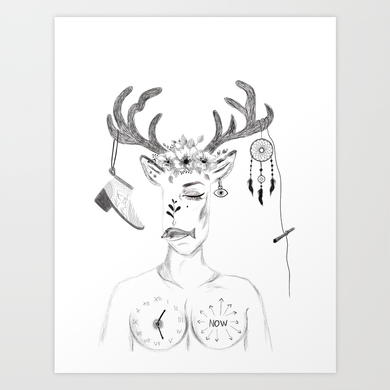 Woman Abstract Line Art Art Print By Moxiseca Society6