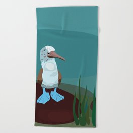 Blue-footed Booby in the wild. Beach Towel