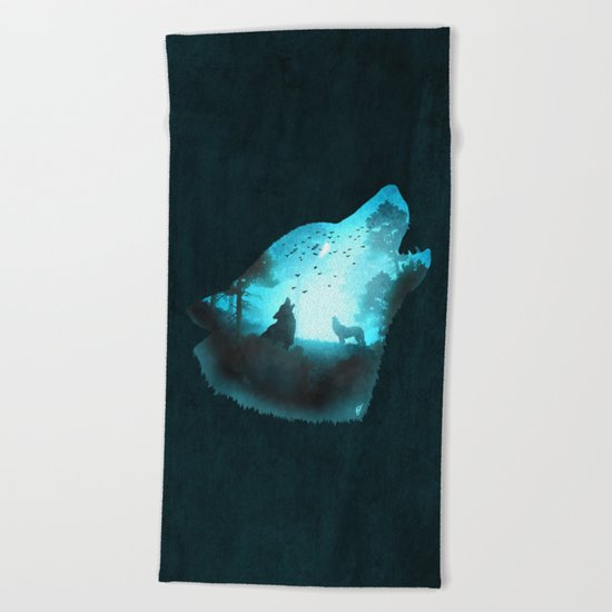 Blue Wolf Beach Towel