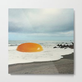 Beach Egg - Sunny side up breakfast Metal Print | Sea, Sunny Side Up, Easter, Surrealism, Breakfast, Yolk, Waves, Collage Art, Funny, Healthy 