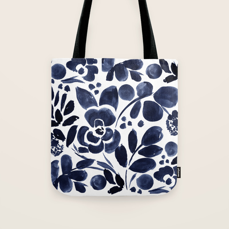 navy floral handbag
