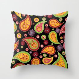 Colorful Paisleys Galore Throw Pillow