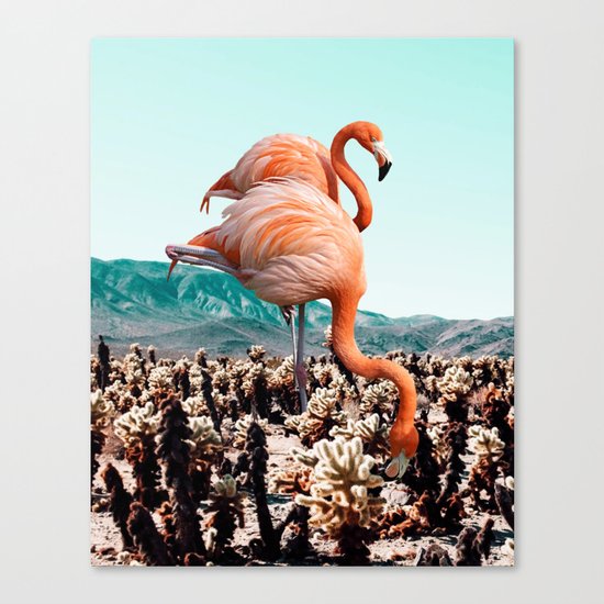 Flamingos In The Desert #society6 #artprints #flamingo Canvas Print
