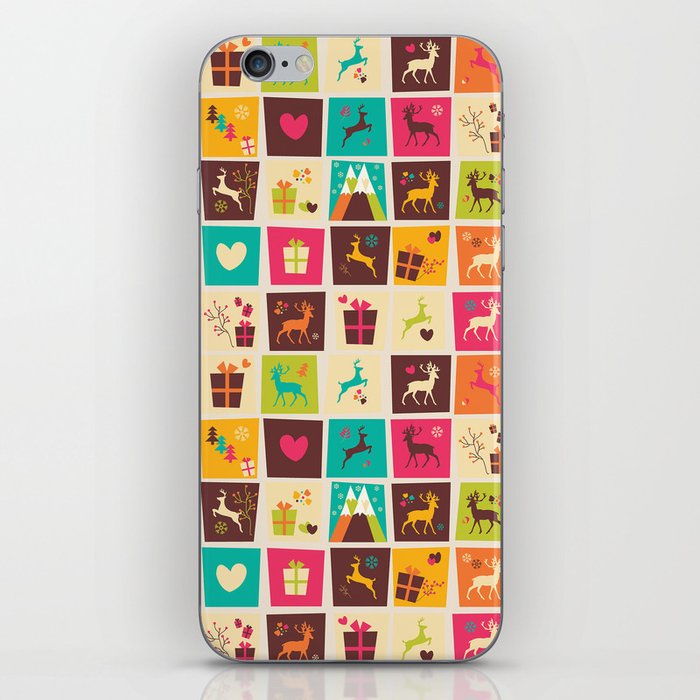 Christmas square pattern 02 iPhone Skin