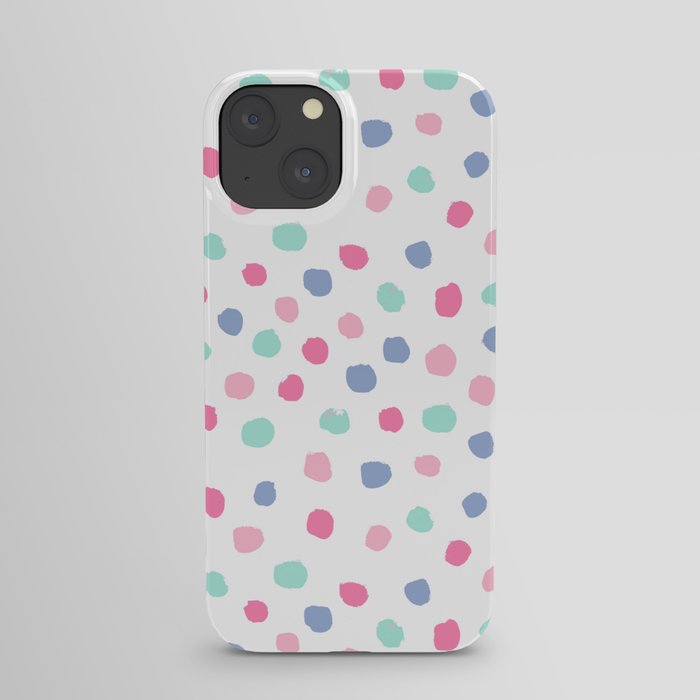 Pastel painted dots pattern minimal mint and pink nursery home decor patterns iPhone Case