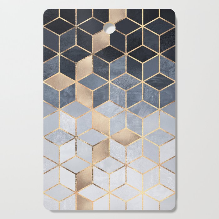 Soft Blue Gradient Cubes Cutting Board by ...